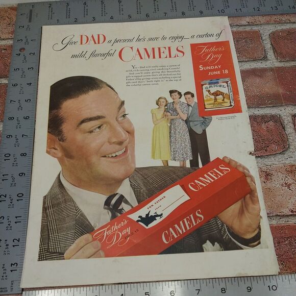 1950 Camel Cigarettes Vtg Magazine Print Ad Dad Holding Gift Carton Tobacco - Picture 11 of 12